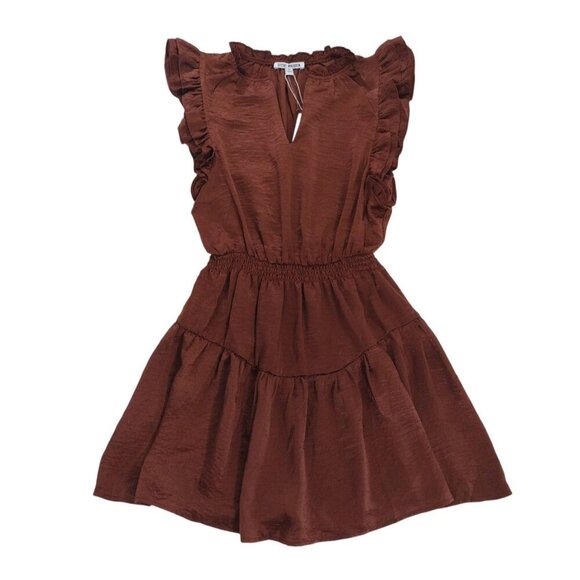 Steve Madden Womens Brown Ruffled Sleeveless Mini Dress S Polyester.NWT - Picture 5 of 7
